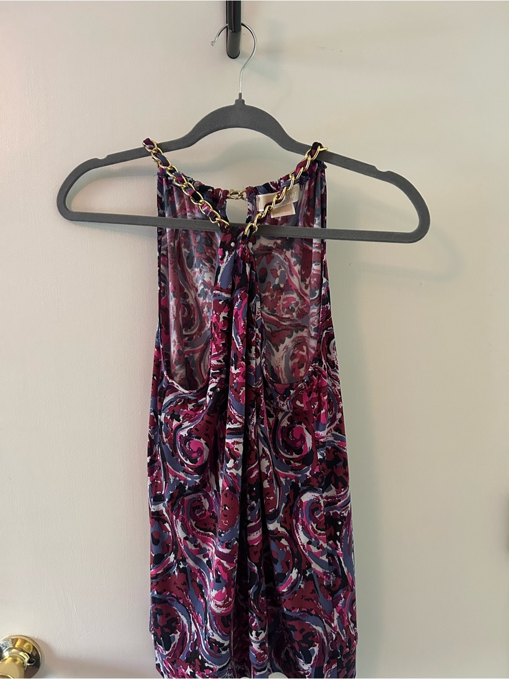 MICHAEL Michael Kors Paisley Gold Chain Halter Top S